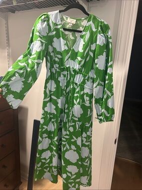 Kate spade  Green & White Floral Midi Dress